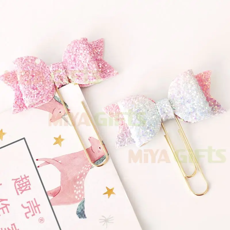custom size diary notebook flora fabric large pom U clip page marker flower bookmark flower ribbon bow