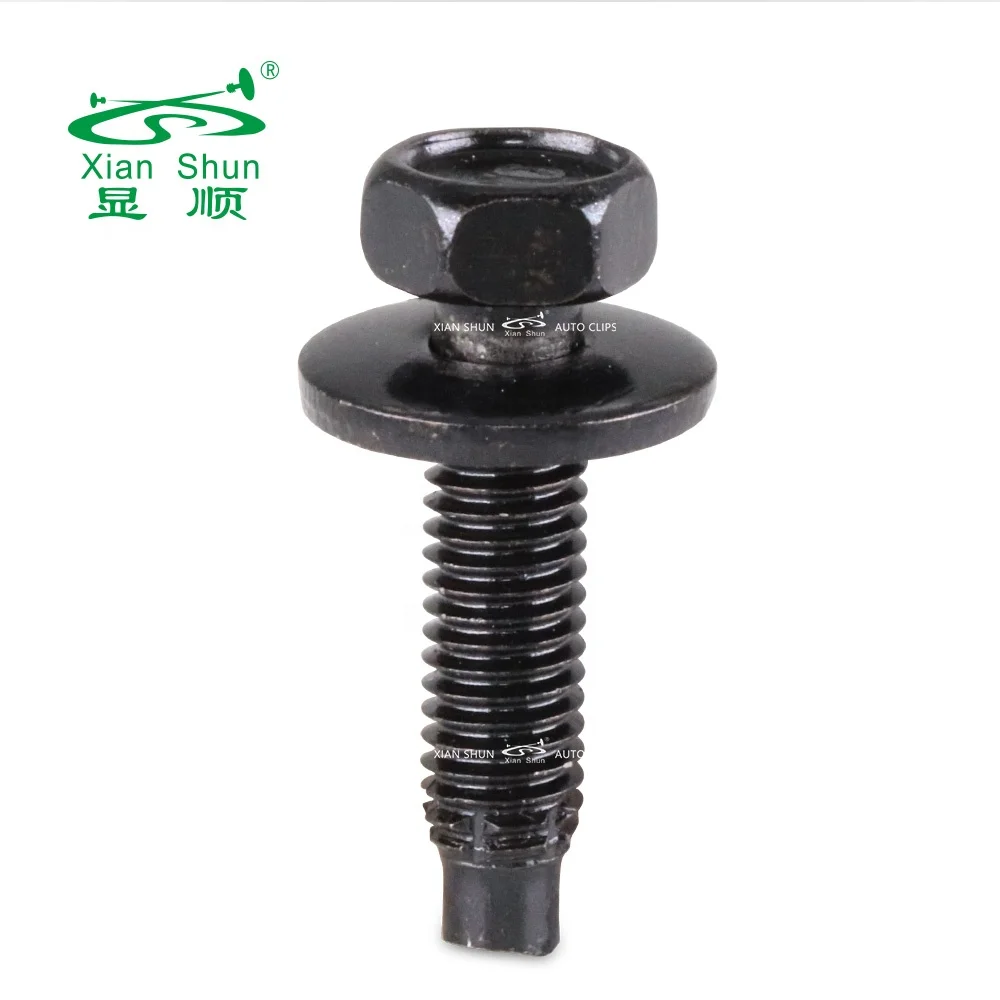 Xianshun car clip Metal screw full bearing hexagon washer stainless steel black coating for auto vehicle and household