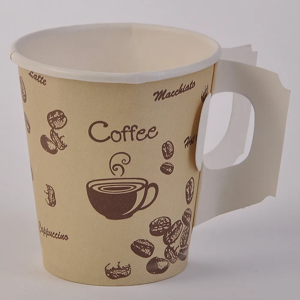 nvironmentally Friendly Flexo Printing Safe And Healthy Tea Disposable Coffee Paper Cup 7 Oz With Handle