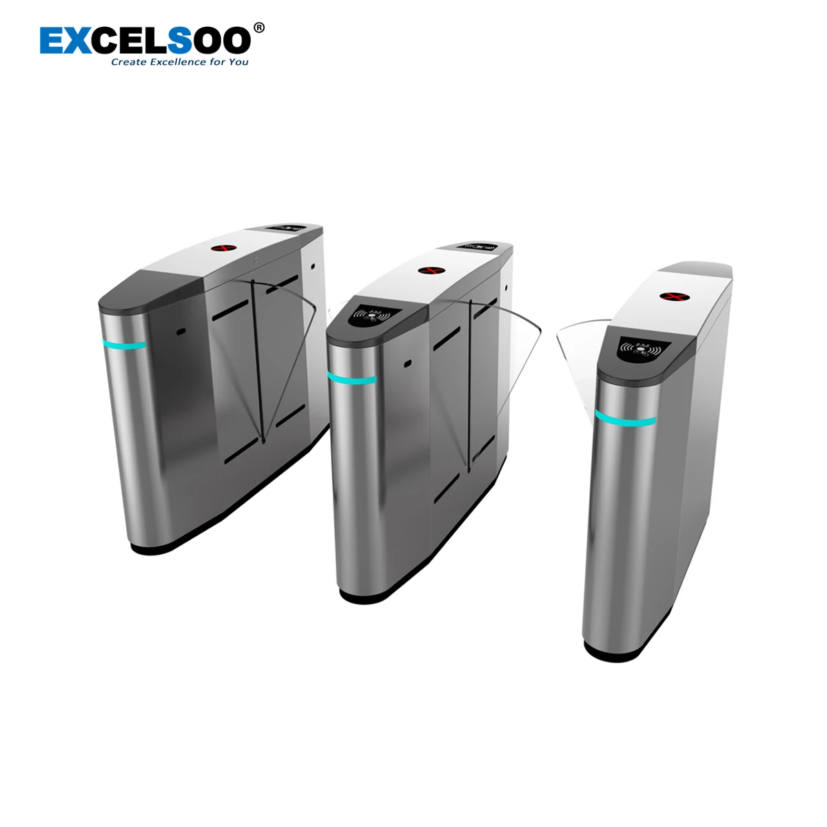 Excelsoo Pedestrian Control System Smart Flap Barrier Gate FLPB312