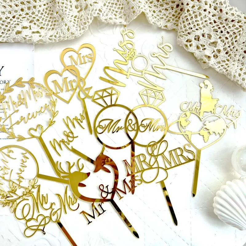 Instagram style MR&MRS Love Wedding Proposal Acrylic Cake Insert Couple Cake Decoration