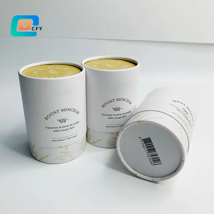 Eco-Friendly Packaging Cardboard Round Box Herbal Tea Spice Collagen Protein Powder Packaging Tube disposable paper container