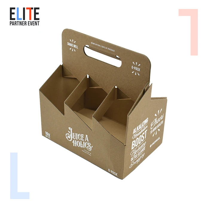 Custom Printed Portable Beer Bottle Glasses Wine Box Corrugated Carriers Paper Packaging Box Six / Four Pack Beer Boxes