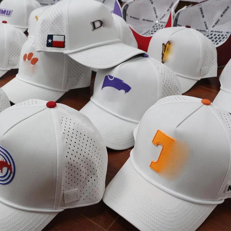 HN10 Curved brim laser cutting hole perforated hat rope golf nylon baseball caps hats quickly dry hat with rope
