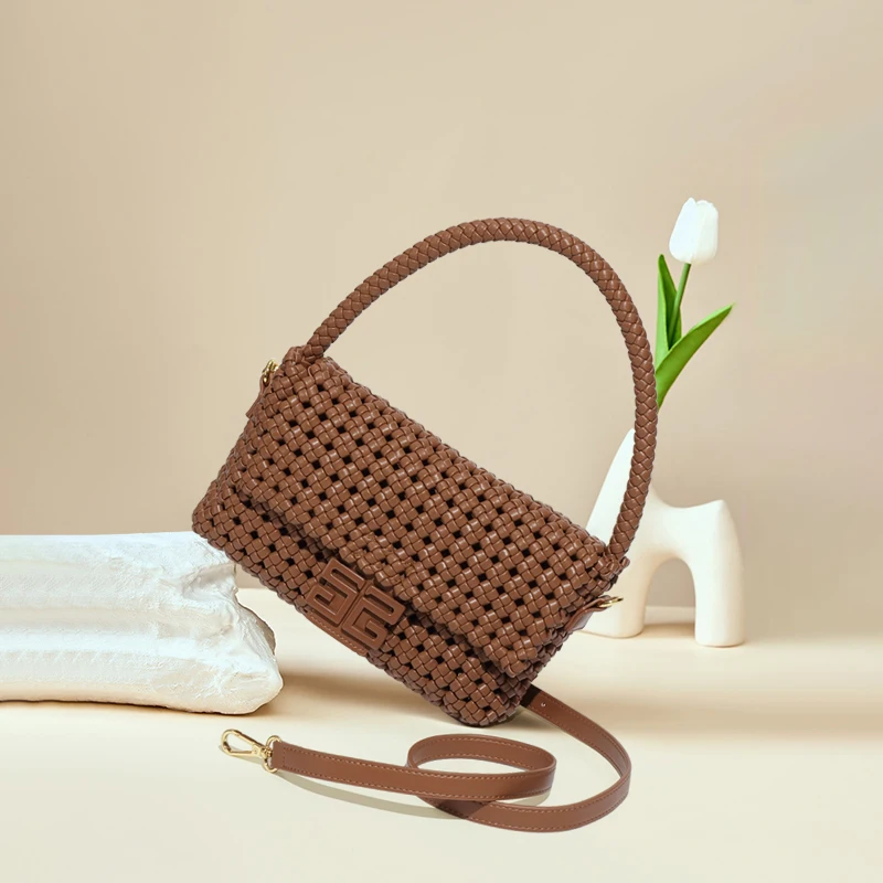 European braided bag tote handbags for women handmade versatile underarm bag windmill knot  advanced sense crossbody bag