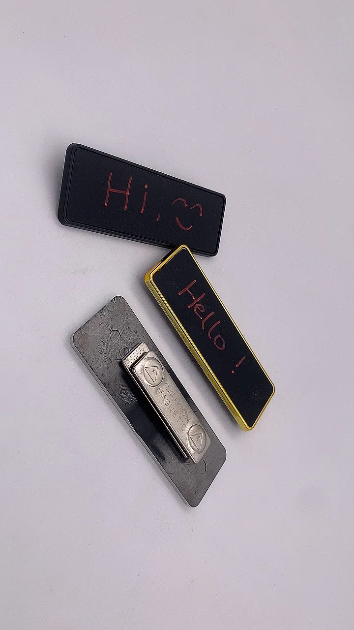 Blank Or Custom logo Reusable Chalkboard name tag badges with magnetic or pin