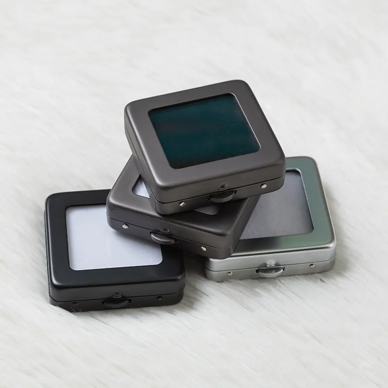 Wholesale metal bare diamond small square box stainless steel gem bare stone storage box Portable counter display box