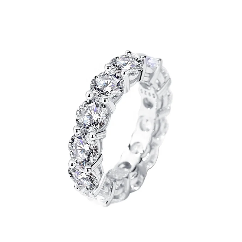 925 Sterling Silver Pretty Luxury Full Diamond High Quality Big Cubic Zircon Eternity Chunky Rings Jewelry
