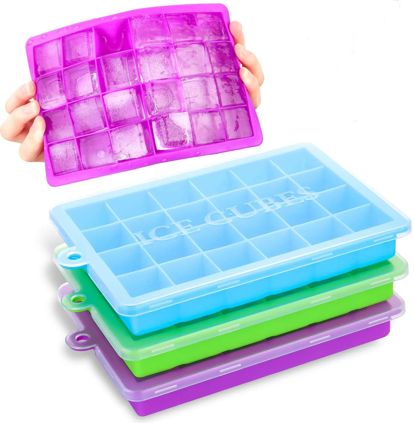 Ice Cube Maker Silicone Ice Tray Making Mold With Lid Creative Storage Box Trays Kitchen Tools Square Cubic Container