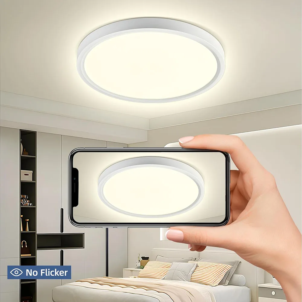 LED Surface Mount Ceiling Light Fixture 3CCT White,18W 24W 10/12 Inch Round Modern Ceiling Lighting Ceiling Lamp for Bathroom