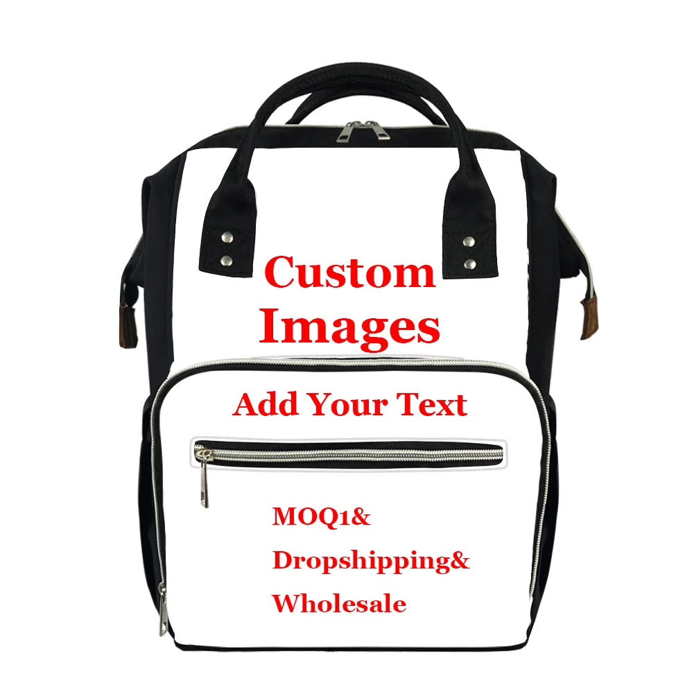 
Custom Your Own Design/Logo/Image/Text/Name 3D Custom Print Mother Bag Diaper Backpack for Baby Outdoor Travel Multi-Functional 