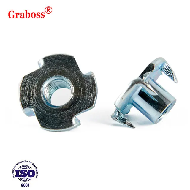 Cold Forged Self-Retaining 4 Prong T-Nut Furniture T Nuts