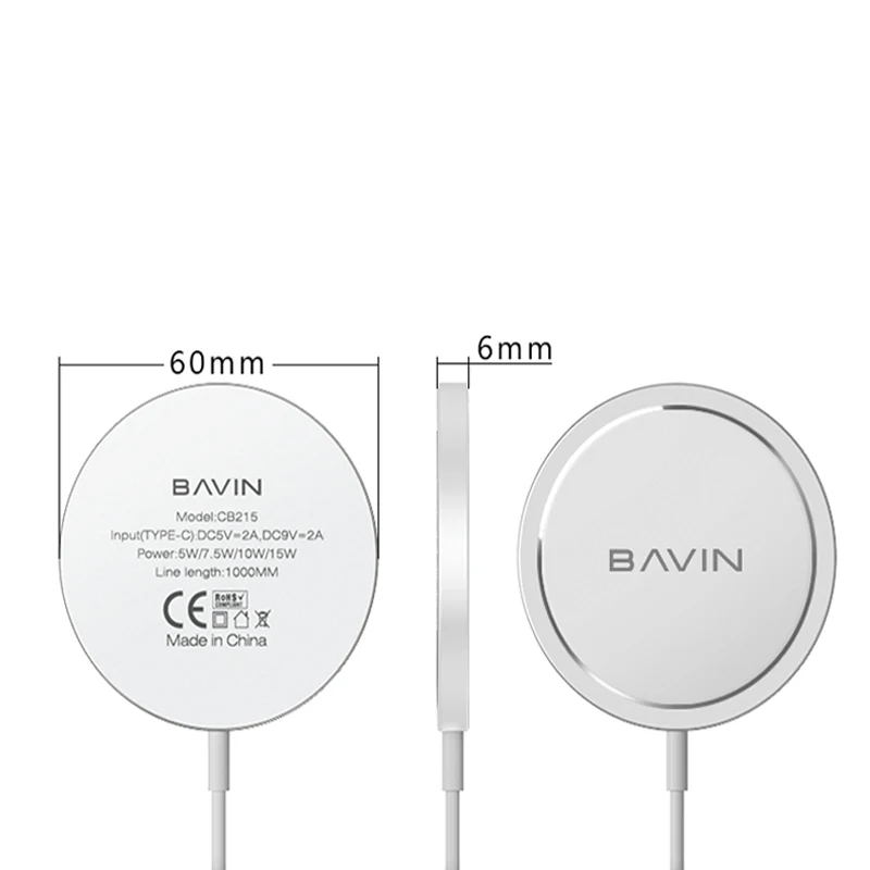 BAVIN CB215 Universal Magnetic Qi 5W 10W Smart Wireless charger wireless magnetic induction charger for iphone
