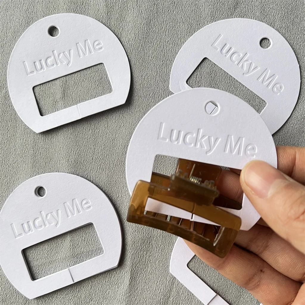 Custom Embossed Logo Cardboard Printing HairClips Cards With Your Own Design Hair Claw Display Card for Small Business Printer