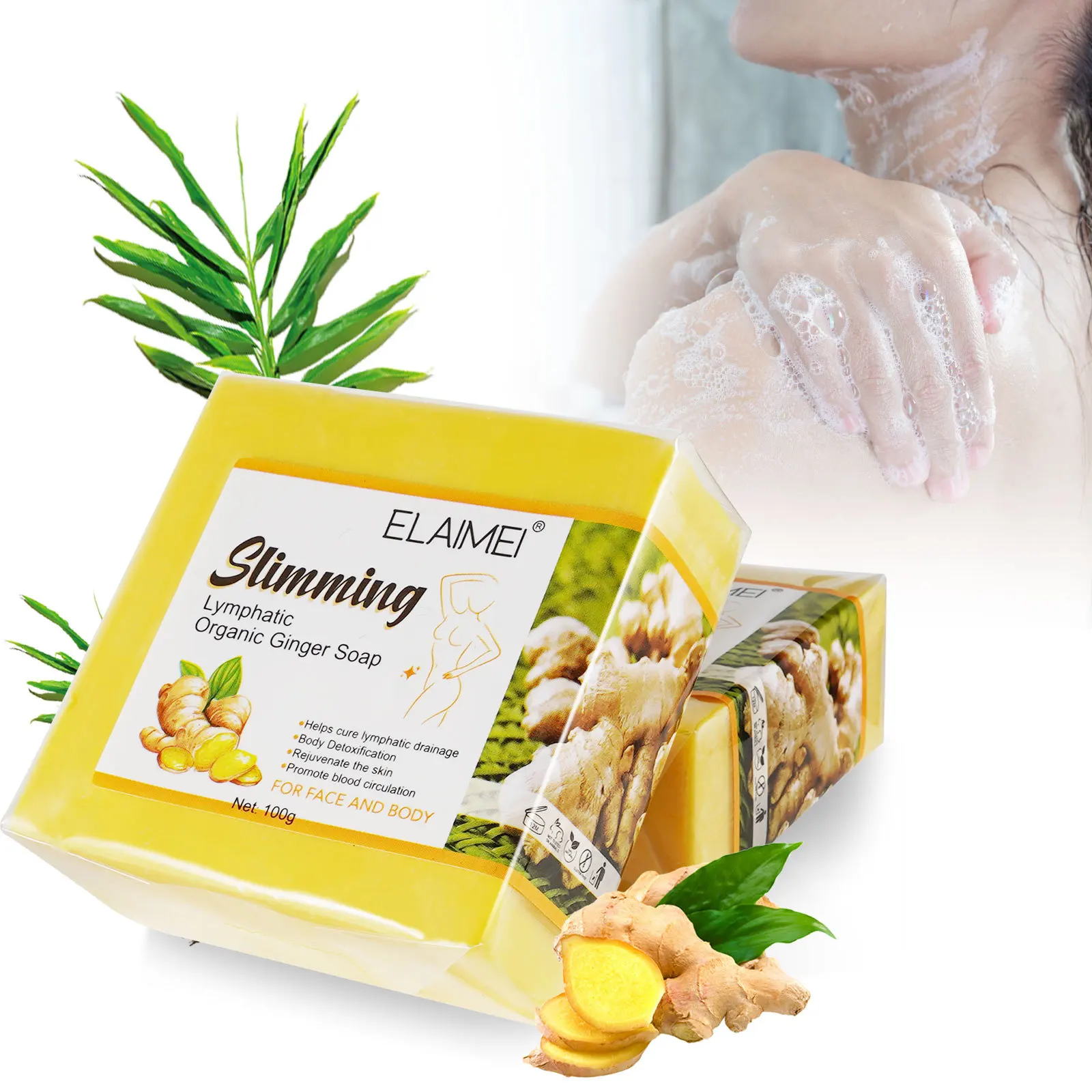 New Natural Herbal Organic turmeric Ginger Soap Fat Burning Slimming Weight Loss Soap