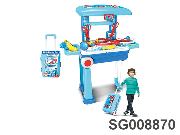 Kids simulation medical equipment cart toys doctor box luggage suitcase walking doctor toys play sets