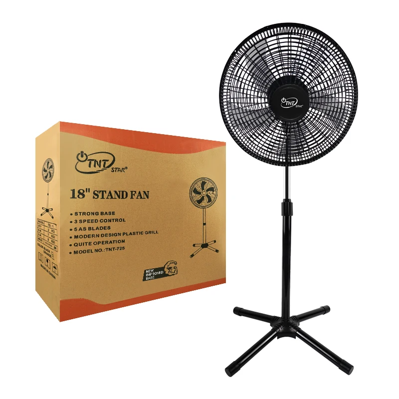TNTSTAR STAR TG-725 New 18 inch stand fan 5 blades pedestal tower fan dc industrial fan cross base Africa