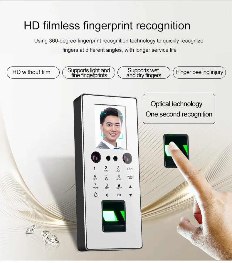 Face password fingerprint recognition access control time attendance machine fingerprint face all-in-one machine