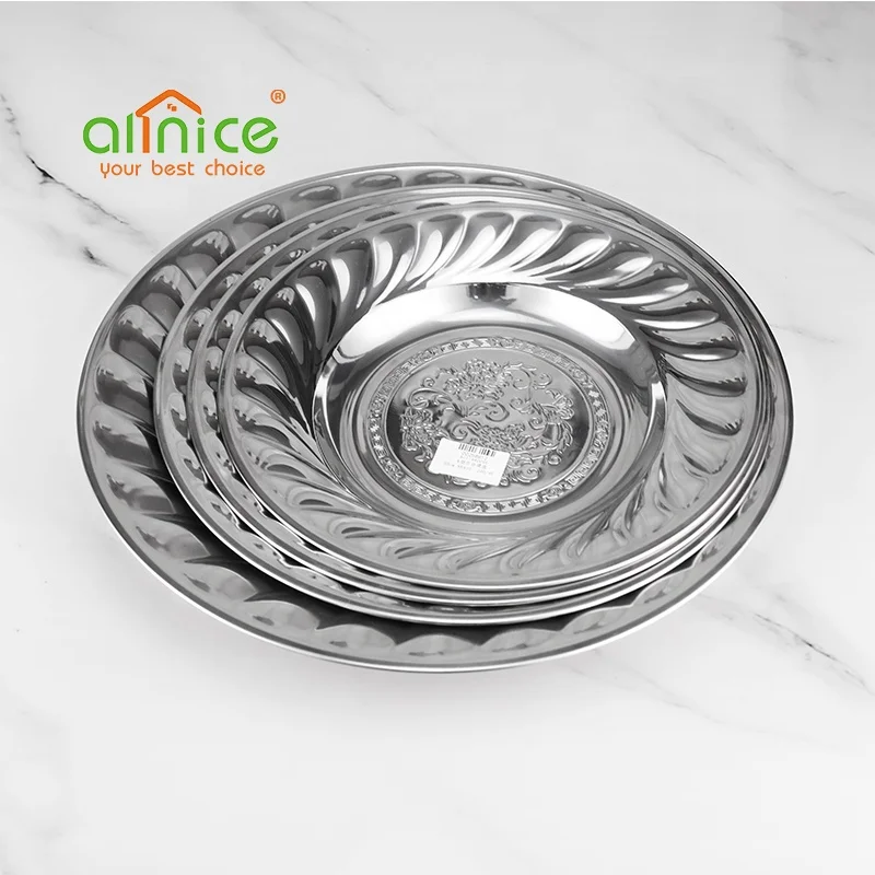 Africe hot selling stainless steel round tray 18cm 50cm grape plate