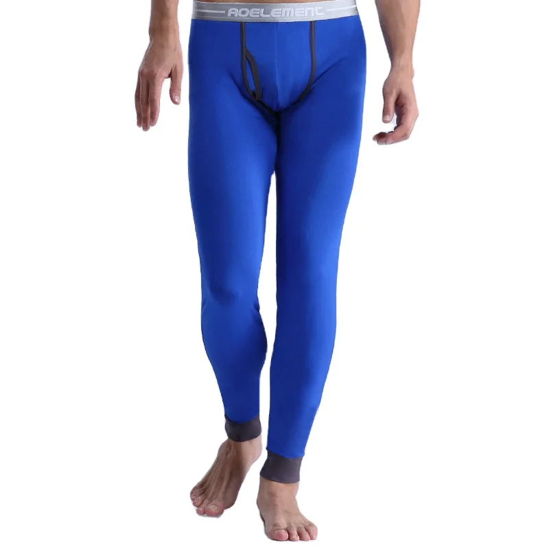 Wholesale Thermal Underwear Slim Pant Leggings Fashion Trend Fit Trousers Men Solid Color Warm for Heated Long John Pants