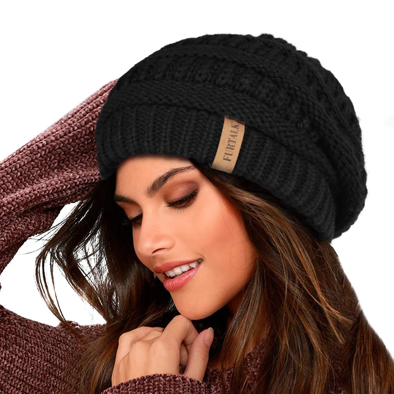 Knit Hats Velvet Warm Thicken Winter Hat for women Cotton Beanie Caps Fall Winter Warm Knitted Hats
