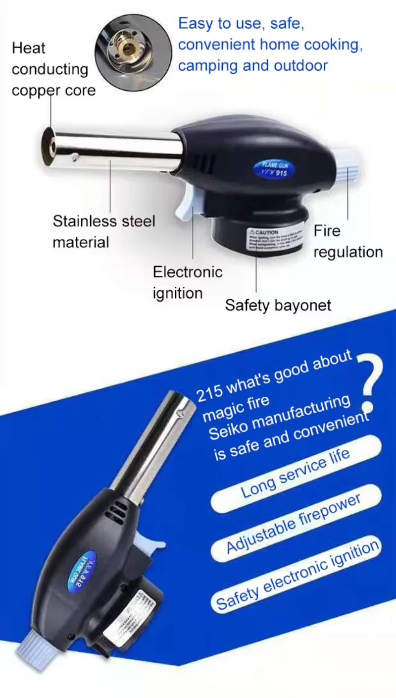 915 Butane hand-held Welding Lighter Fire Gun Firetric Portable Gas Torch Butane Flame Gun Non Inverter Torch