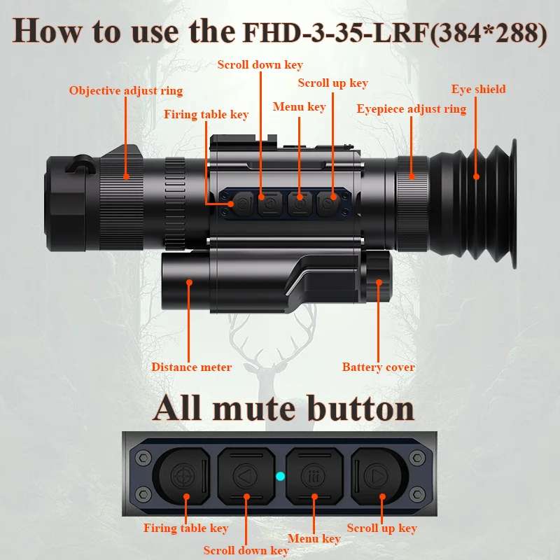 FHD-3-35-LRF Factory Direct Price Thermal Imaging Camera 384x288 35mm Focal Length 50fps Night Vision Monocular Optics