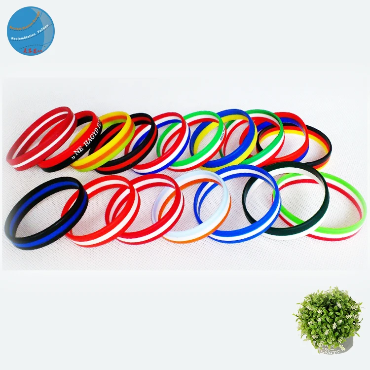 Promotional Custom Printed Logo Eco-friendly Silicone Rubber Bracelet Wrist Band National Flag Colors Silicone Wristband