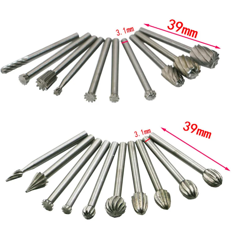 20Pcs 3MM high speed steel Woodworking Rotary Burr Set File Rasp Drill Bit for Wood Carving