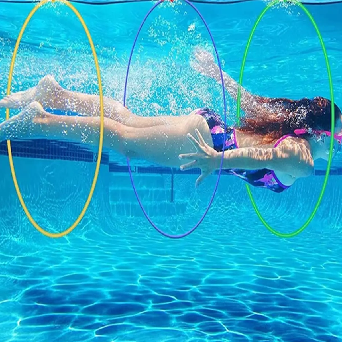 Diving Rings Swimming Thru Rings Toy Adjustable Hoop Underwater Sport Swim Through Rings Diving Training Circle