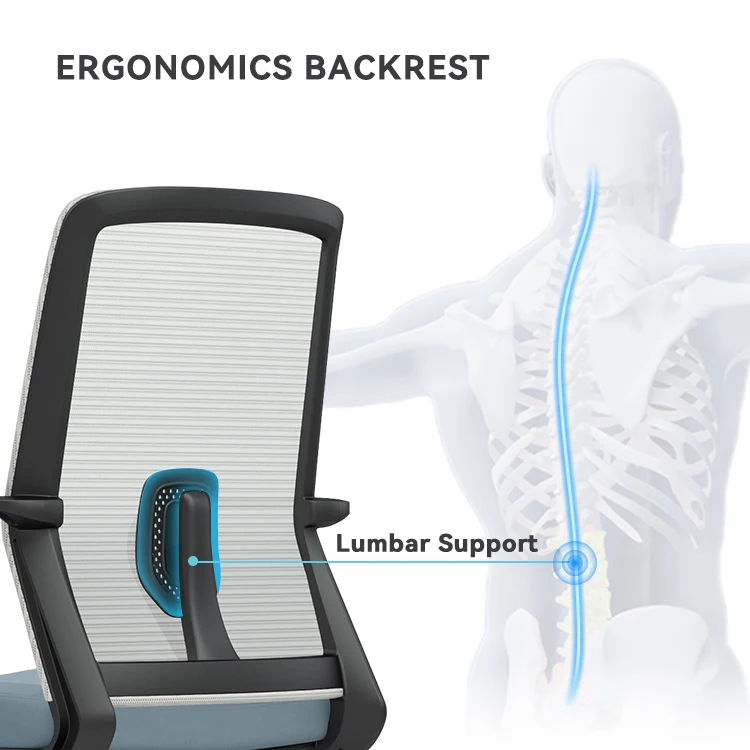 Ergonomic Design Fixed Armrest Black Frame Mid Back Commercial Office Furniture Staff Mesh Chairs For Conference Meeting Room