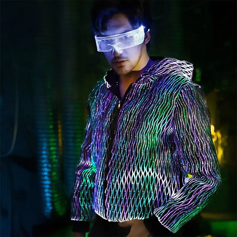 Rave party club dance glow in the dark jacket light up men luminous jacket led jacket