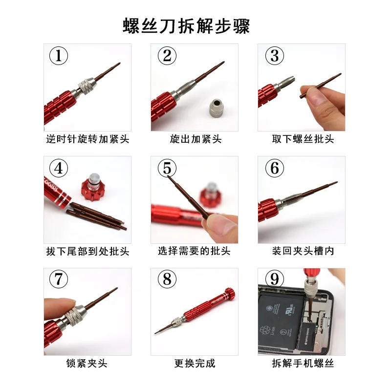 5 In 1 Multifunction Manual Red Head Screwdriver S2 Removal Tool Premium Precision Screwdriver For Repair