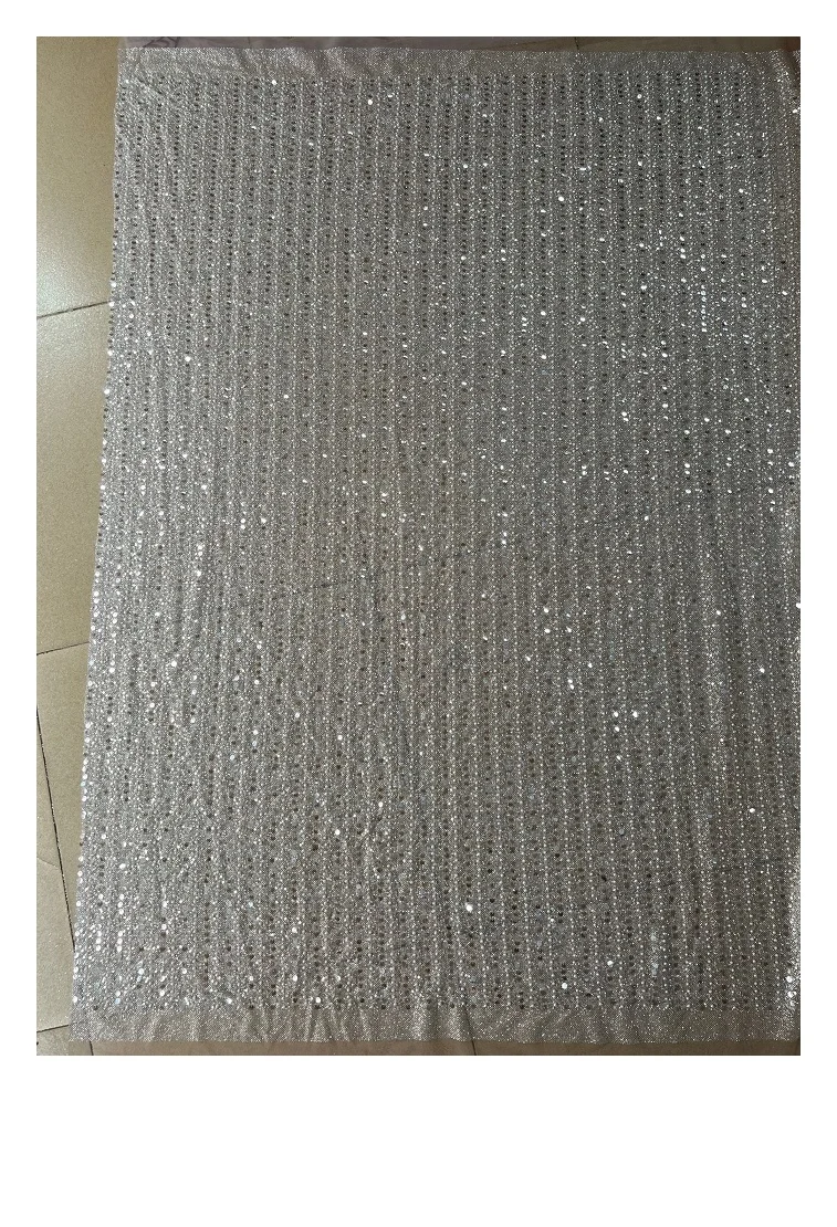 High Quality Bridal Fabric Lace Shiny Beaded Sequined Mesh Fabric For Evening Dress