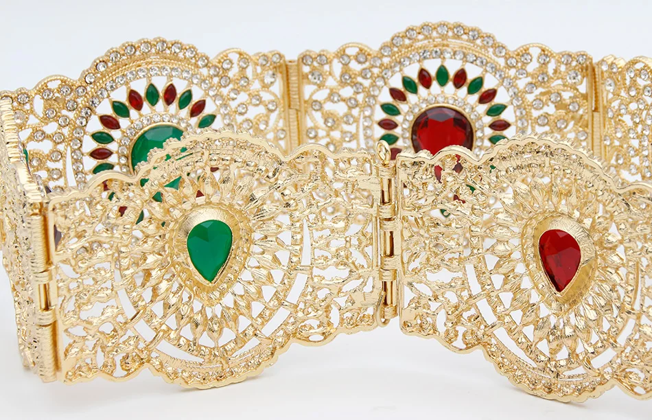 Rhinestone Gold Plated Waist Chain with Crystal Stone Moroccan Style