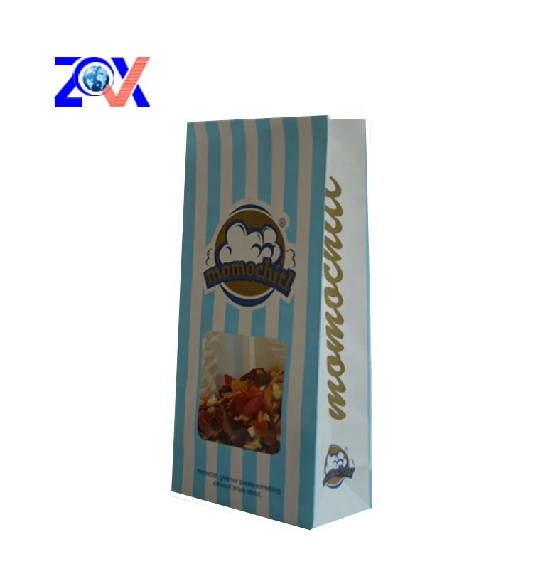 Wholesale Food Grade Heat Sealable Snack Packaging Custom Logo Printed Paper Popcorn Bags with tin tie