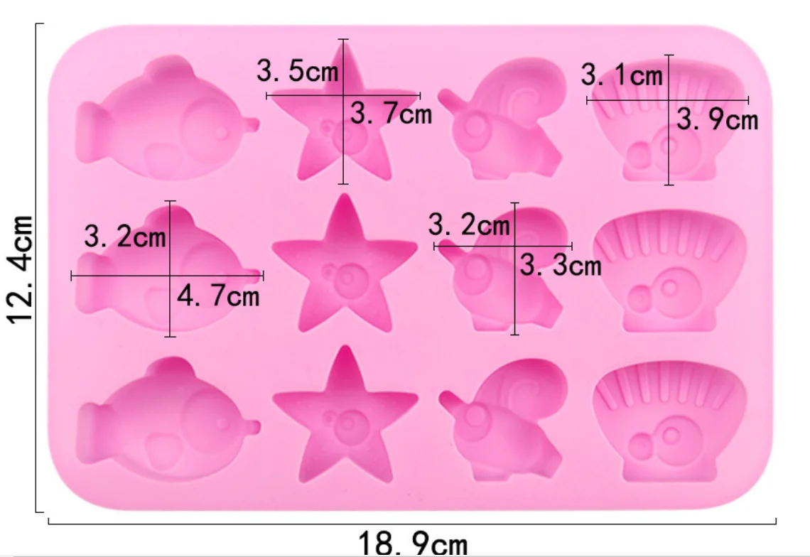 12 sea animal shell fish silicone cake mold Food Standard Non-toxic Silicone Heat-resistant Baking Cake Pan