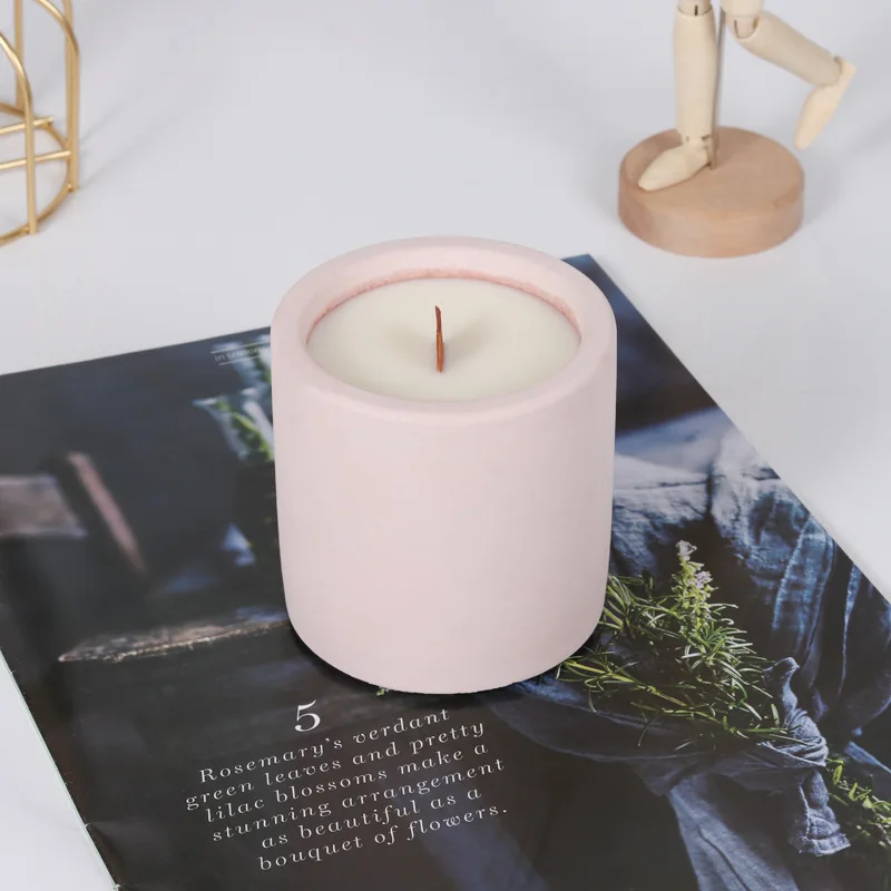 Wholesale Custom Logo Original Matte Empty Cement Candle Container Gray Red Concrete Ceramic Candle Jar