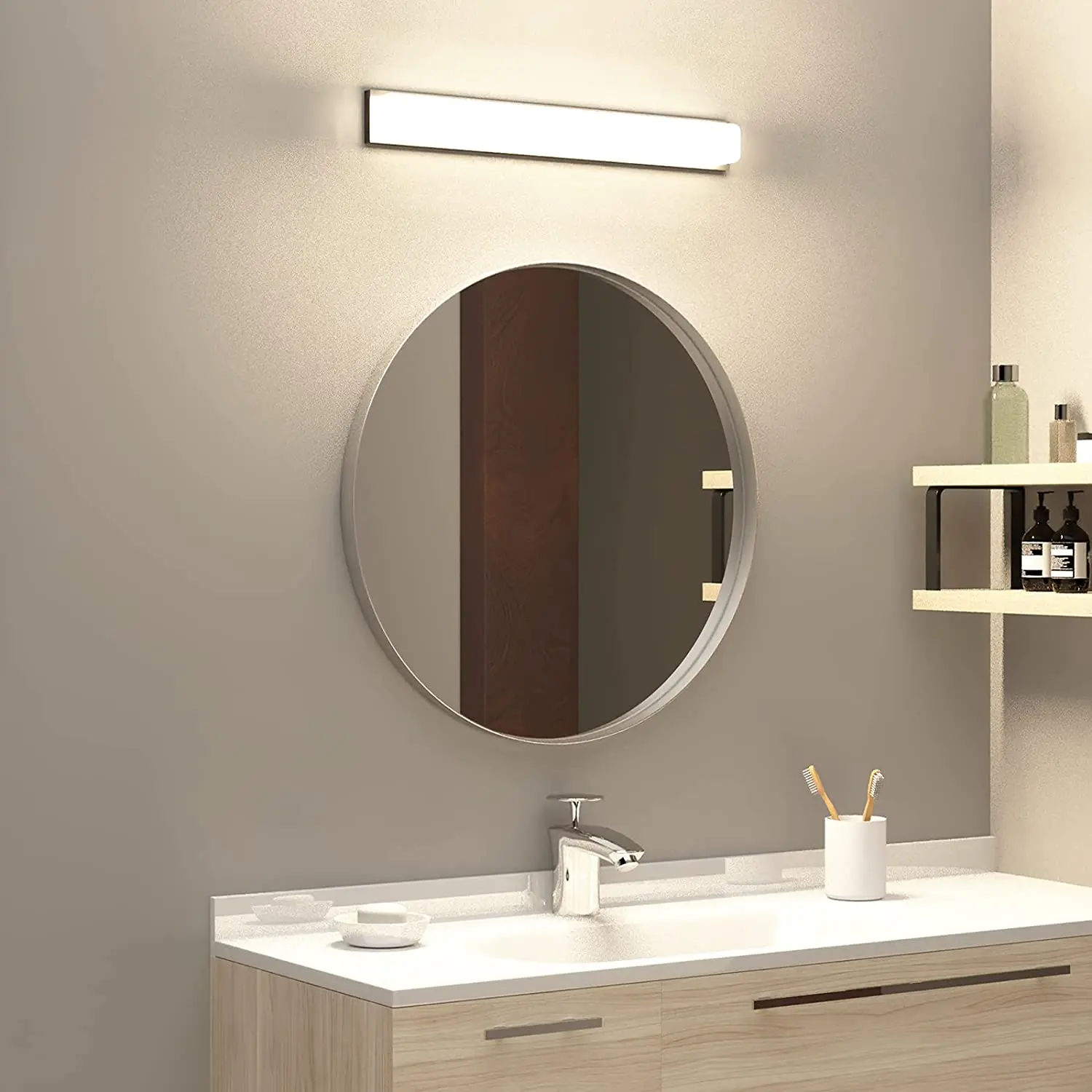  Black round circle recessed mirror premium metal framed wall-mounted hanging for bathroom washroom bedroom home