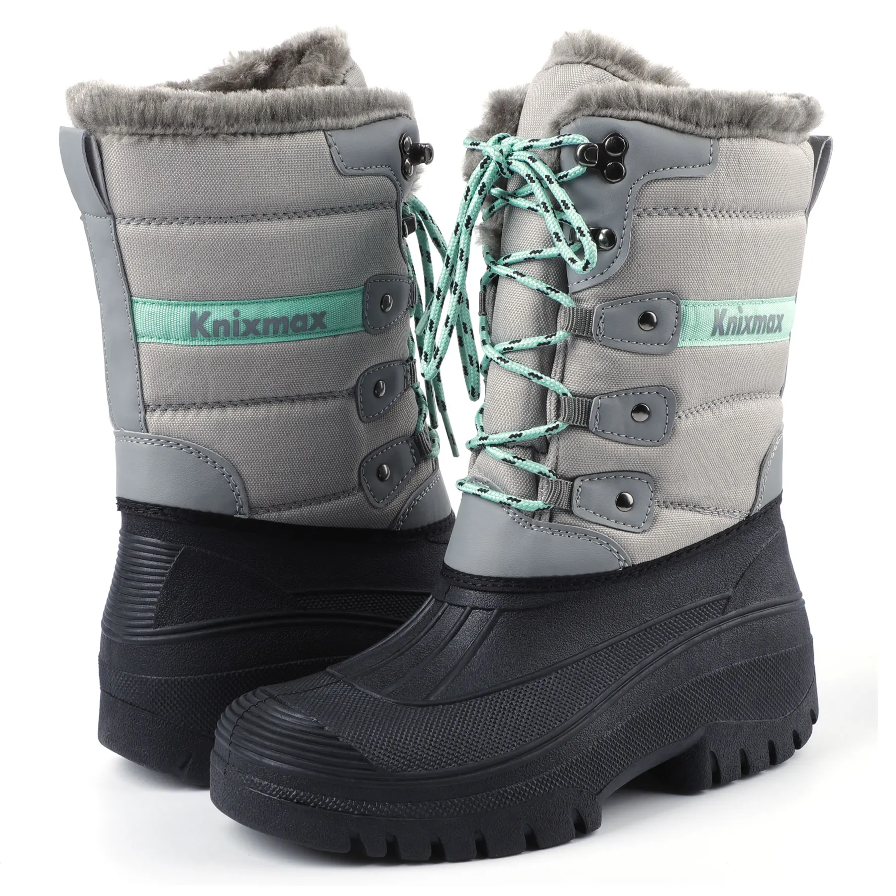 Top Quality  Low MOQ rubber fur lined design thermal girls snow women boots waterproof winter shoes