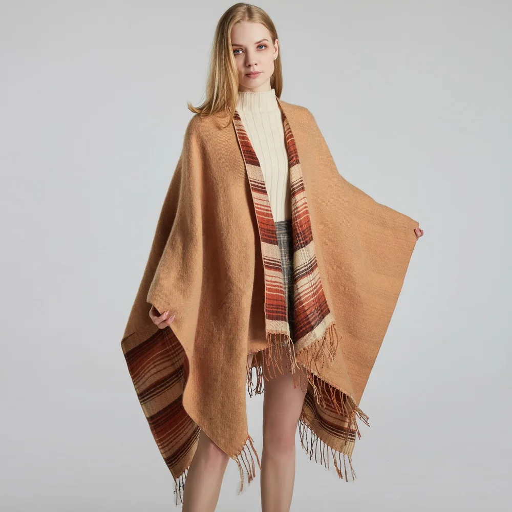 2023 Professional Manufacturer Custom Womens Autumn Winter Knitted Wool Cashmere Poncho