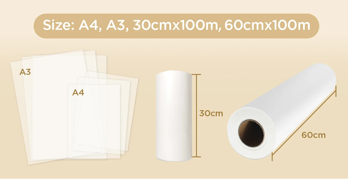 Chinese supplier Heat transfer PET dtf Film For T-Shirt Printing  dtf printer film sheets direct to film roll