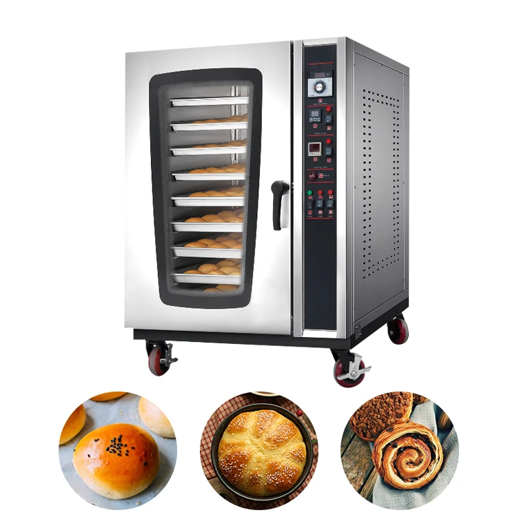 Commercial Bakery Equipment Digital Panel 10 Trays Hot Air Gas Convection Oven