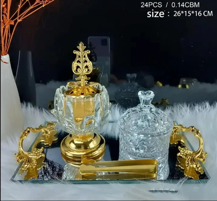 Wholesale Crystal Incense Stove Three Piece Set For Living Room Crystal Incense Stove Home Decoration Set Arab Incense Holder
