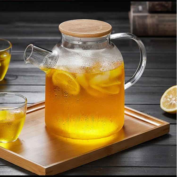  Eco-Friendly Glass Tea Pot Set Heat Resistant Teapots With Bamboo