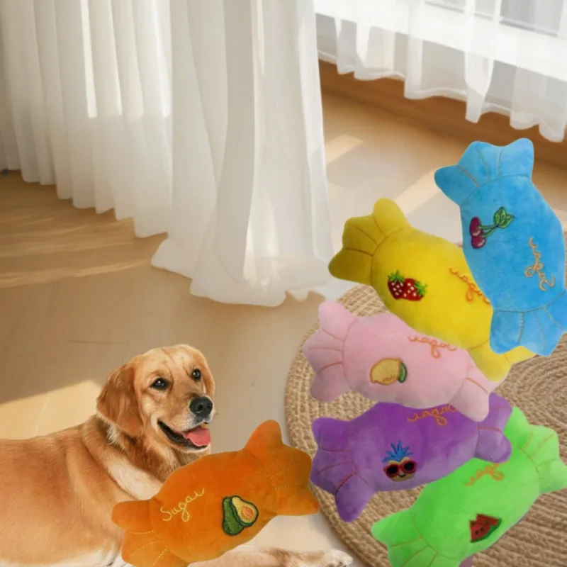 Wholesale Pet Dog Toy Cartoon Cute Candy Luxury Interactive Squeaky Plush Chew Toys For Dog Cat