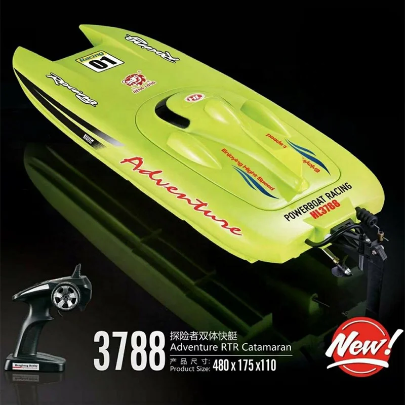 HENG LONG 3788 Electric 2.4G RTR 30KM Fast Water Cooling Twin Hull 19 Inch Remote Control RC Jet Boat Toy For Adults