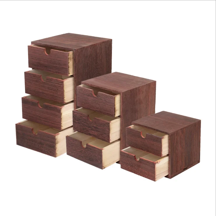 Solid wood multilayer storage boxes household desktop drawer type cabinets burning cosmetics jewelry box