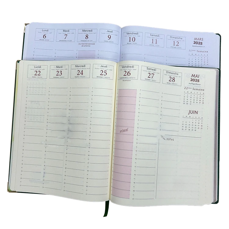 2025 high quality a4 pu leather cover planning personalized journalier customize paper agenda