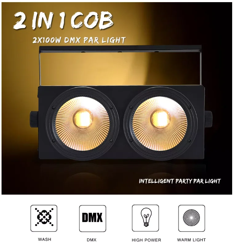 Hot selling 2 eyes led cob light warm and white color COB 200w Audience Blinder 2 eyes Blinder Stage Studio Light Strobe Light